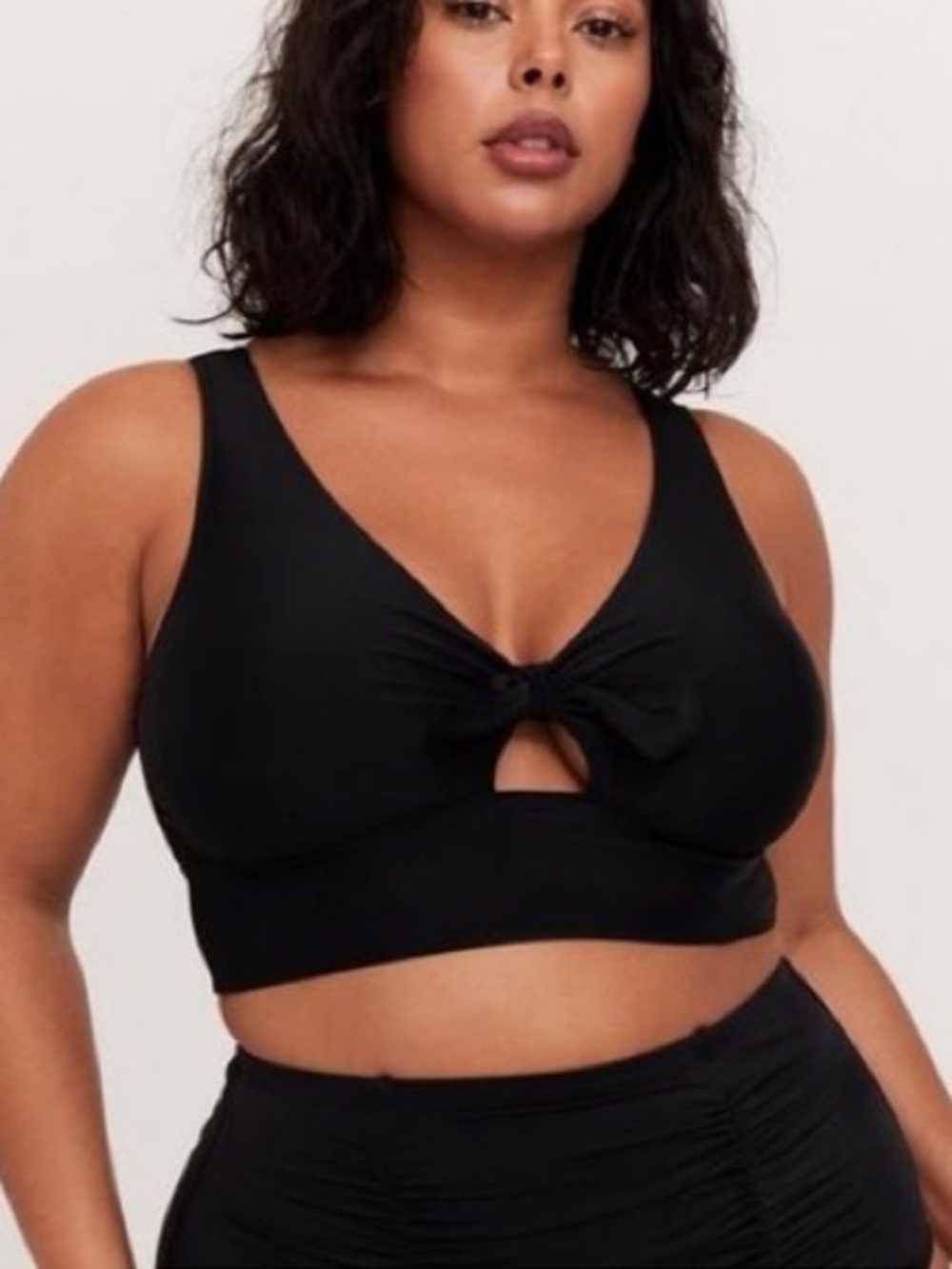 Torrid Black Tie-Front Swim Top